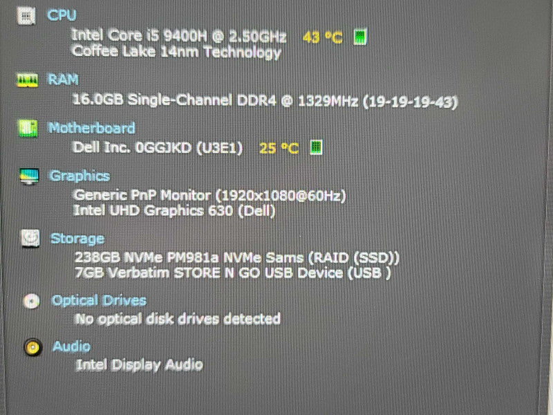Dell Precision 5540 | i5-9400H| 16GB DDR4| 256GB SSD  β BudLap