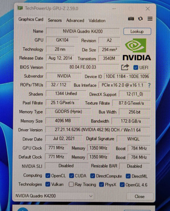 NVIDIA Quadro K4200 | 4GB GDDR5 Graphics Card | 2xDP 1x DVI