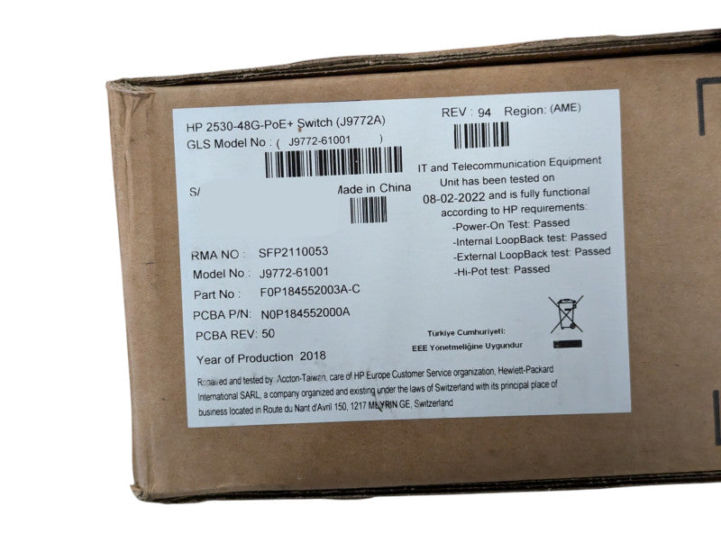 New HPE Aruba 2530-48G-PoE+ Switch J9772A  -