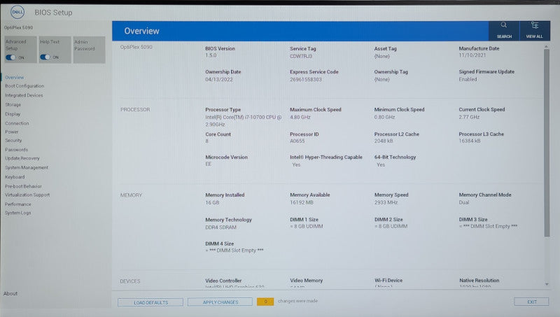 Dell OptiPlex 5090 SFF i7-10700@2.90GHz 16GB RAM NO-HDD/SSD
