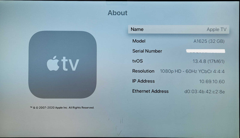 Apple TV (4th Generation) HD Media Streamer A1625, 32GB