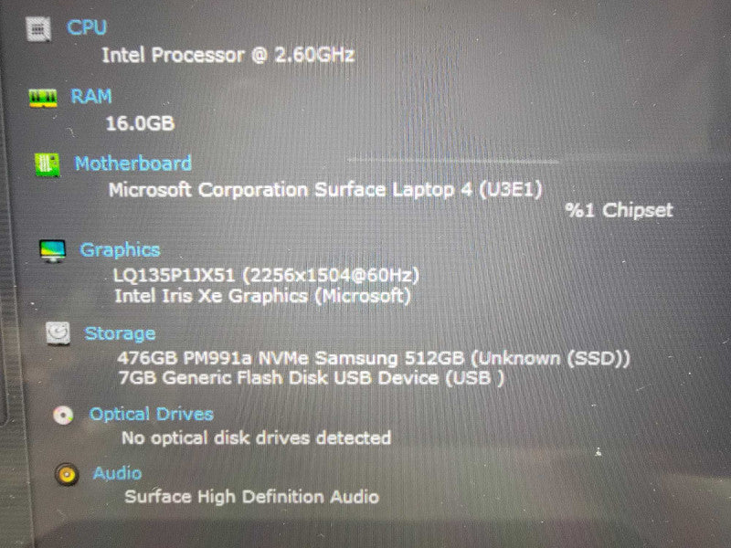 MS Surface Laptop 4 1951 13.5" | i5-1145G7 @2.6GHz 16GB RAM 512GB SSD - READ  Lap200