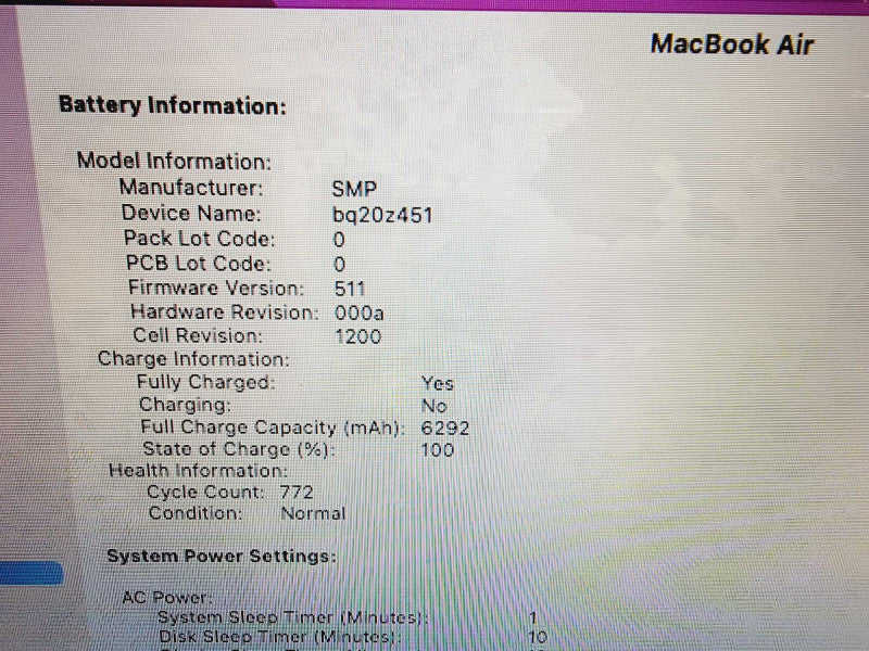 Apple Macbook Air 2017 13" 2-Core i7-5650U @ 2.2GHz 8GB DDR3 500GB SSD