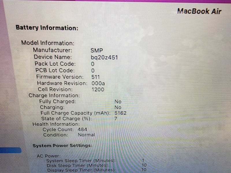 Apple Macbook Air 2017 13" 2-Core i7-5650U @ 2.2GHz 8GB DDR3 500GB SSD (