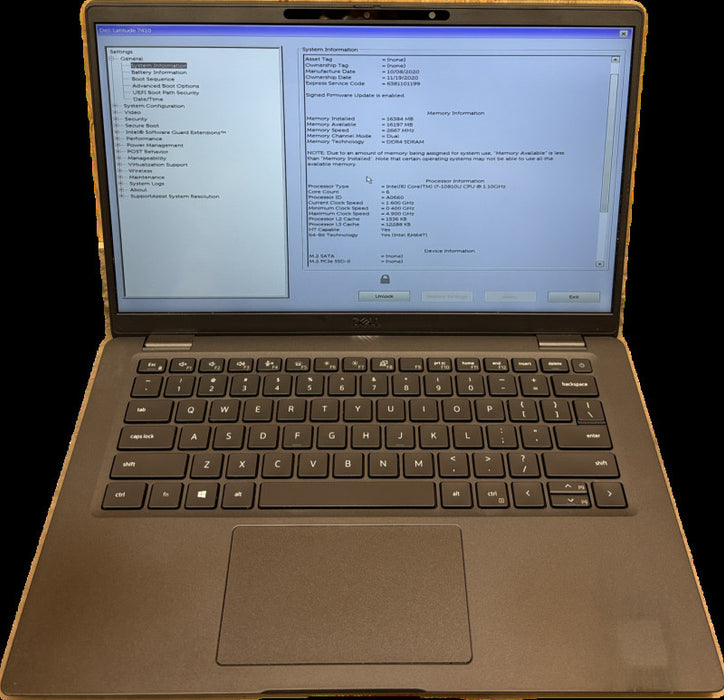 Dell Latitude 7410 TOUCH i7-10810U 16GB RAM BIOS Locked For Parts/Repair READ  Lap200