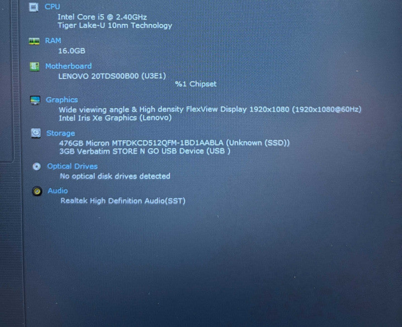 Lenovo ThinkPad E15 Intel Core i5-1135G7@2.4 GHz 16GB RAM 256GB SSD READ!  Lap200