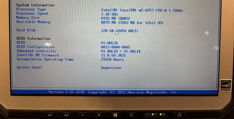 Panasonic ToughPad CF-VEK20 TOUCH m5-6Y57 8GB RAM 128GB SSD 29320Hrs. READ!
