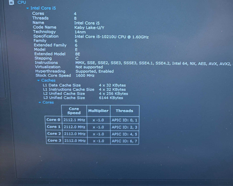 Lenovo ThinkPad T490 Intel Core i5-10210U@1.6GHz 16GB RAM 256GB SSD READ  Lap200