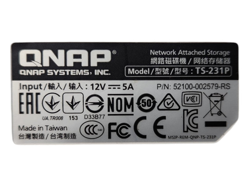 QNAP TS-231P 2-Bay NAS, 12TB (2x 6TB 3.5" HDDs), No PWR