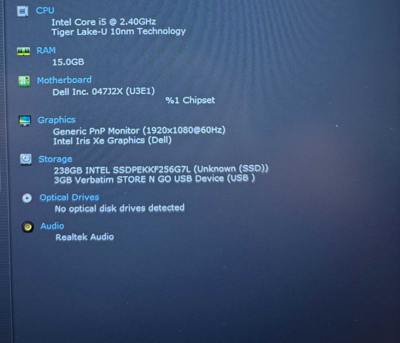 Dell Latitude 5420 Intel Core i5-1135G7@2.4GHz 16GB RAM 256GB SSD READ  Lap200
