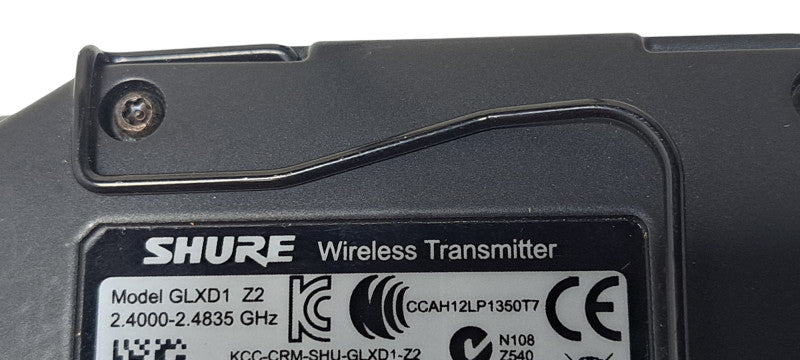 Shure GLXD1 Z2 Bodypack Transmitter 2.4000-2.4835 GHz W/ Battery