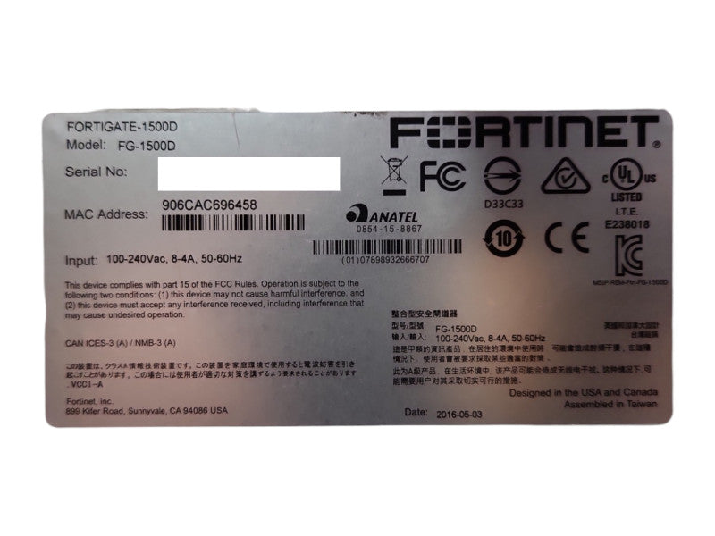 Fortinet FG-1500D Fortigate-1500D Next Generation Security Appliance Firewall