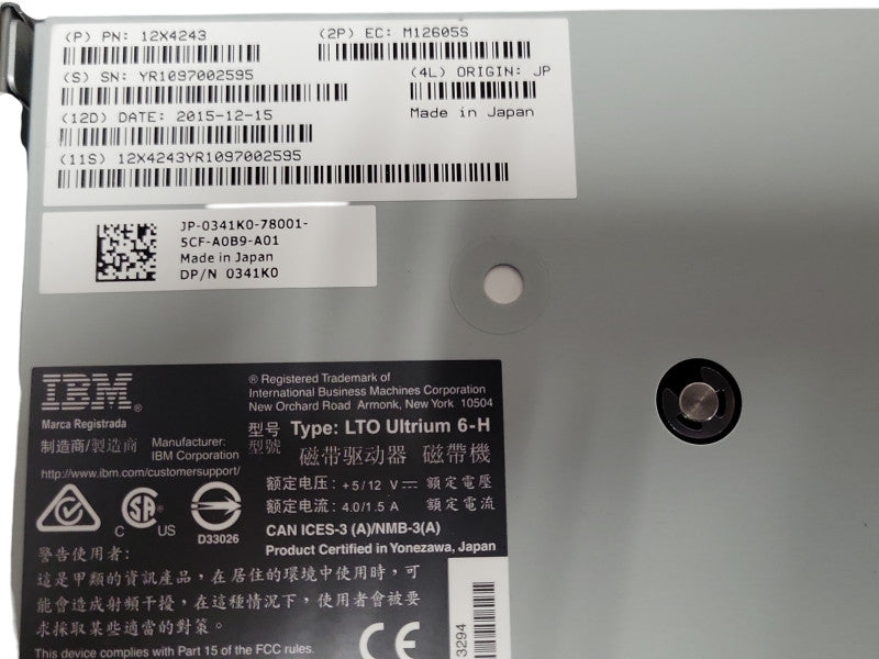 Dell Powervault 114x 2-Bay SAS chasis w/ 1x IBM LTO Ultrium 6-H 0341K0, READ _