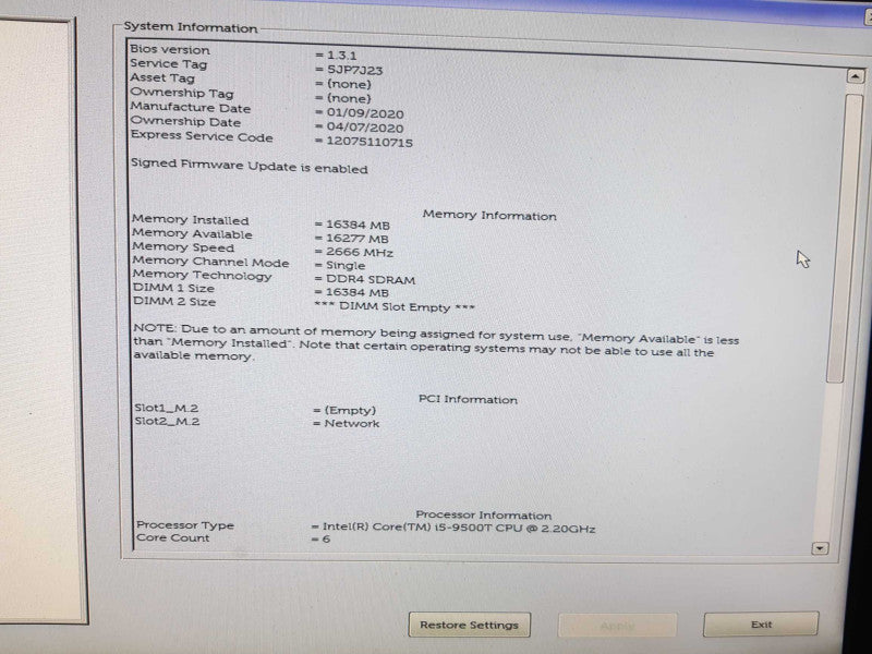 Dell Optiplex 3070 USFF i5-9500T @ 2.20 GHz, 16GB DDR4 RAM, No HDD/SSD/M.2