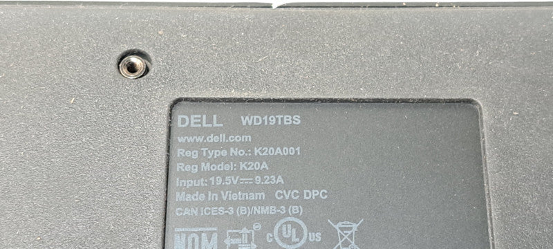 Dell WD19TBS K20A USB-C Thunderbolt Docking Station K20A001 Q