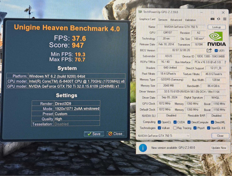 Asus GeForce GTX750Ti 2GB GDDR5 Full Profile HDMI 2xDVI VGA GTX750TI-0C-2GD5 Q