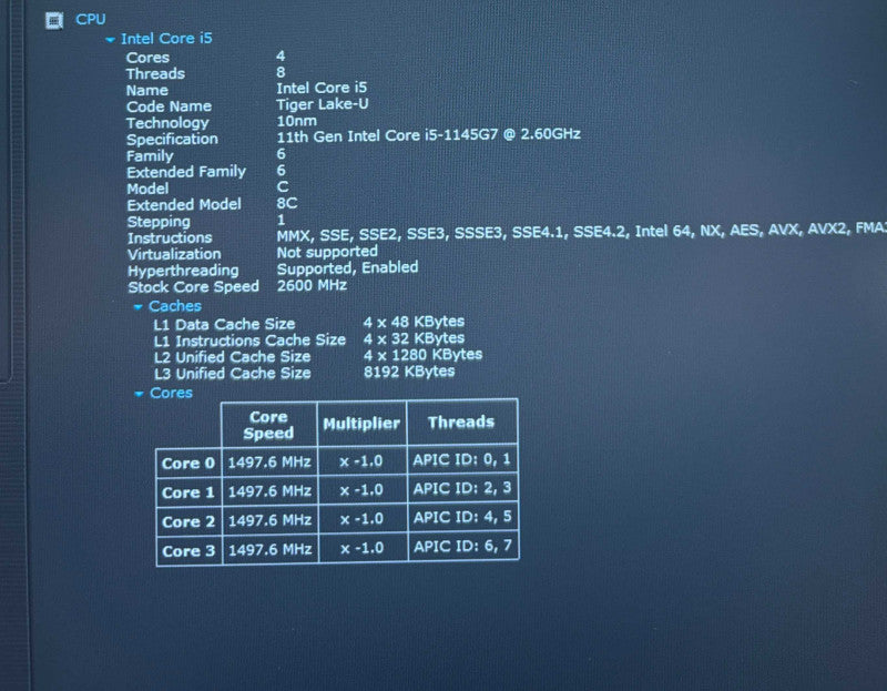 Dell Latitude 5420 Intel Core i5-1145G7@2.6GHz 16GB DDR4 RAM 256GB NVMe SSD  Lap200