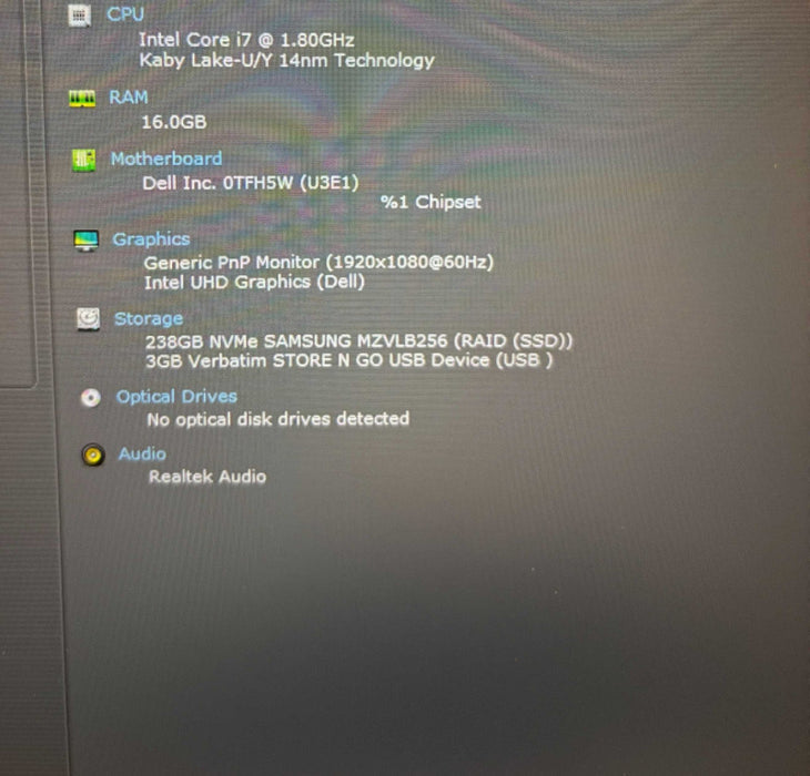 Dell Latitude 5510 Intel Core i7-10610U@1.8GHz 16GB DDR4 RAM 256GB NVMe SSD  Lap200