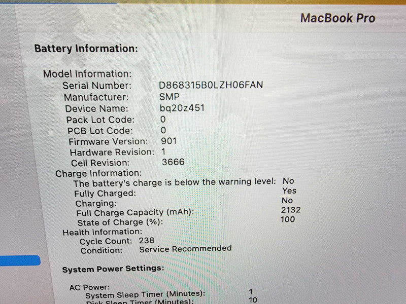 Apple Macbook Pro 2017 13" 2-Core i7-7660U @ 2.5GHz 16GB DDR3 250GB SSD (