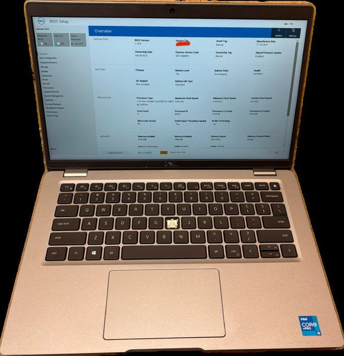 Dell Latitude 5420 i5-1145G7 BIOS Locked Missing Key For Parts/Repair READ!  Lap200