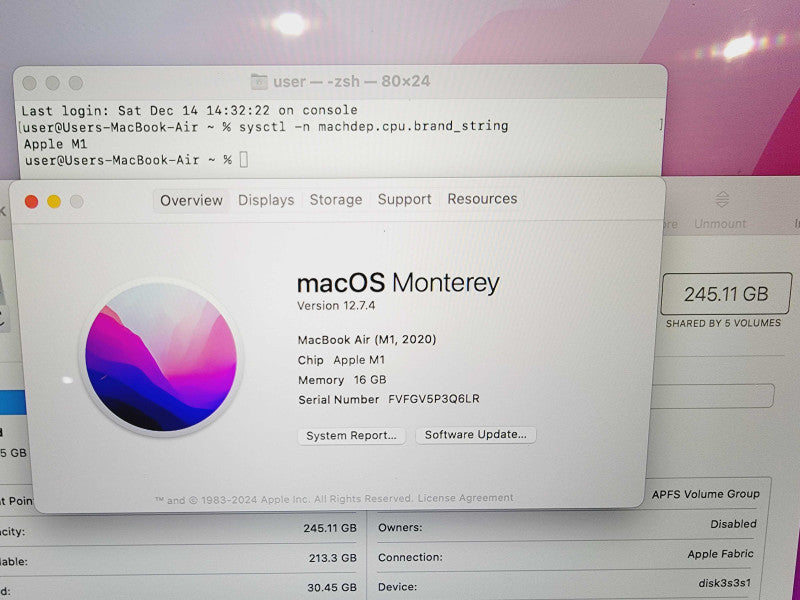 Apple Macbook Air 2020 13" 8-Core M1 @ 3.2GHz 16GB Ram 256GB SSD [Read] (