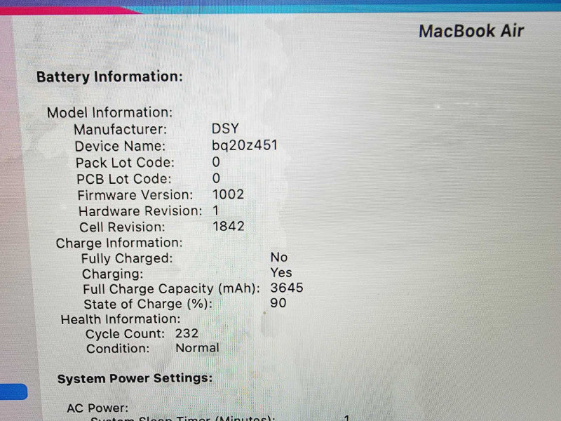 Apple Macbook Air Retina 2019 13" 2-Core i5-8210Y @1.6GHz 16GB DDR3 120GB SSD (