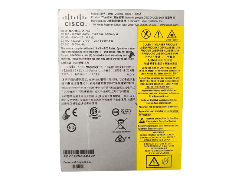 Cisco UCS-FI-6454 USC 6454 54-Port Fabric Interconnect Switch Dual PSU, READ