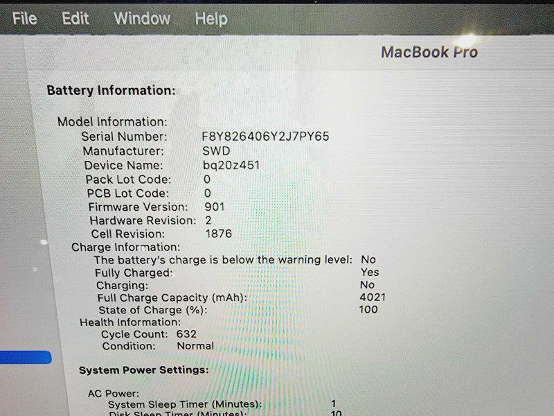 Apple Macbook Pro 2018 13" 4-Core i5-8259U @ 2.3GHz 16GB DDR3 250GB SSD (
