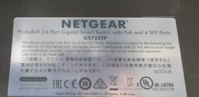 NetGear GS728TP ProSafe 24-Port Gigabit Smart Switch with PoE and 4x SFP Port _
