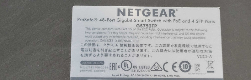 NetGear GS752TP ProSafe 48-Port Gigabit Smart Switch with PoE and 4x SFP Port _