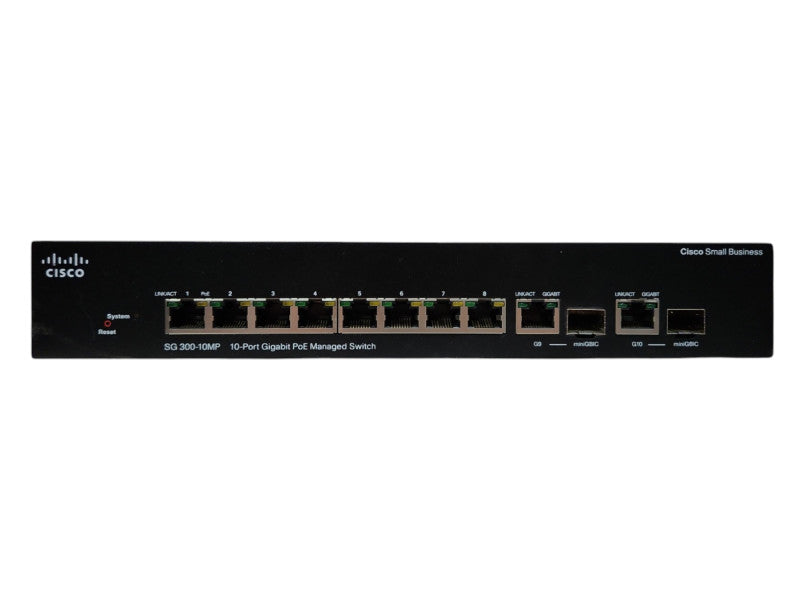 Cisco SG300-10MP, 10-Port Gigabit PoE+ Managed Switch