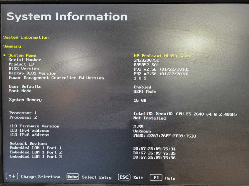 HPE ML350 G9 Xeon E5-2640v4 2.4GHz, 16GB DDR4, P440ar, 2x PSU, 2.5" !