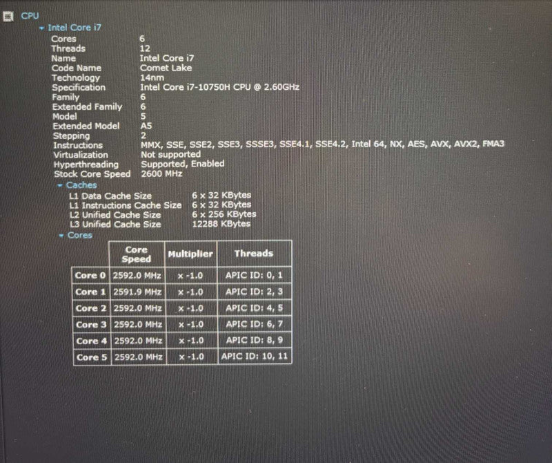 Lenovo ThinkPad P1 Gen 3 i7-10750H QUADRO T2000 4GB GPU 16GB RAM 256GB SSD  Lap200