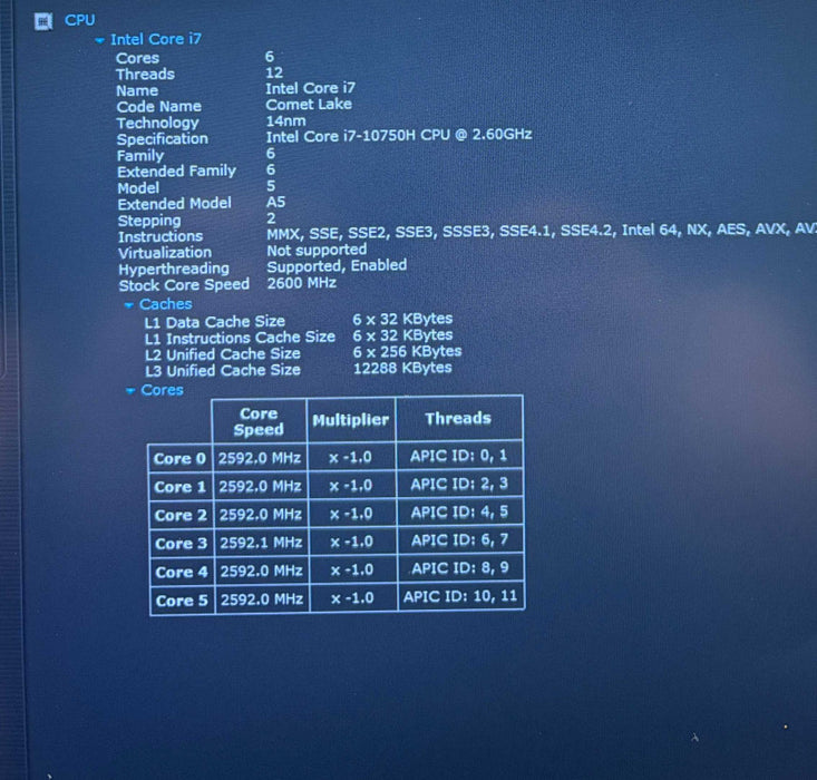 Dell Precision 3551 i7-10750H QUADRO P620 4GB GPU 16GB RAM 256GB SSD READ  Lap200