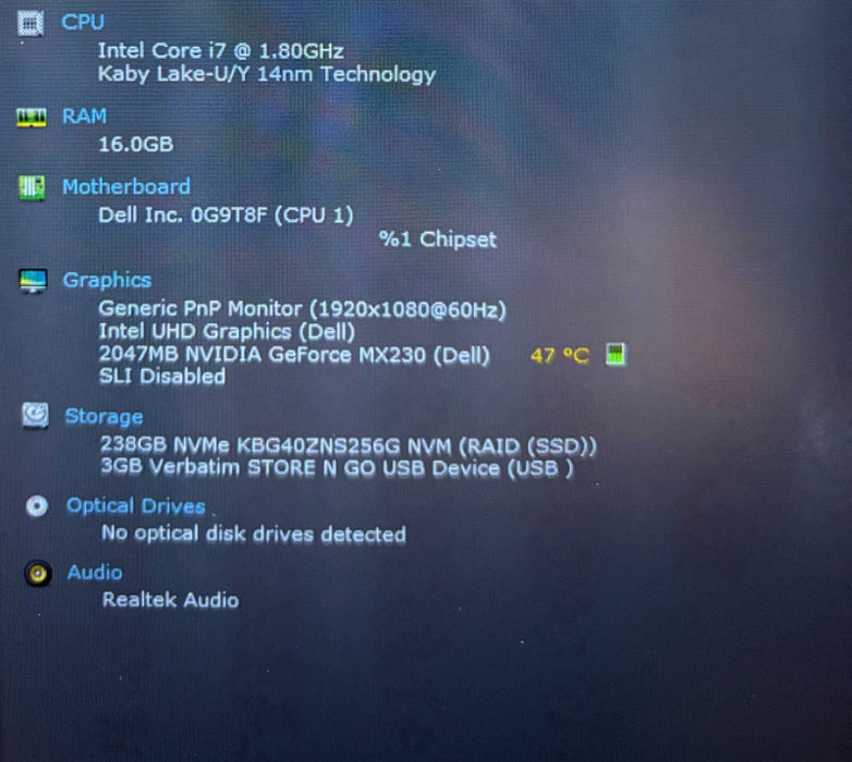 Dell Latitude 3510 i7-10510U@1.8GHz GeForce MX230 GPU 16GB RAM 25^GB SSD READ  Lap200