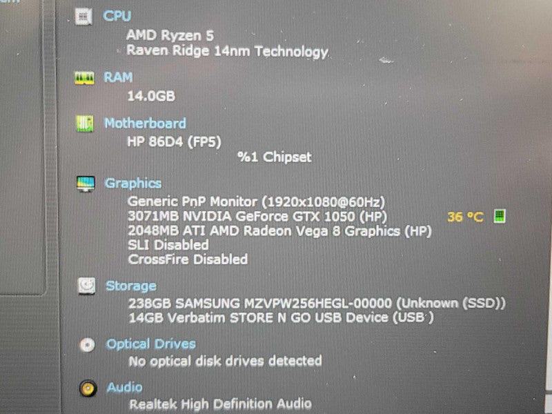 HP Pavillion Gaming 15" | Ryzen 5-3550U| 16GB DDR4| GTX 1050| 256GB SSD PARTS β Lap200