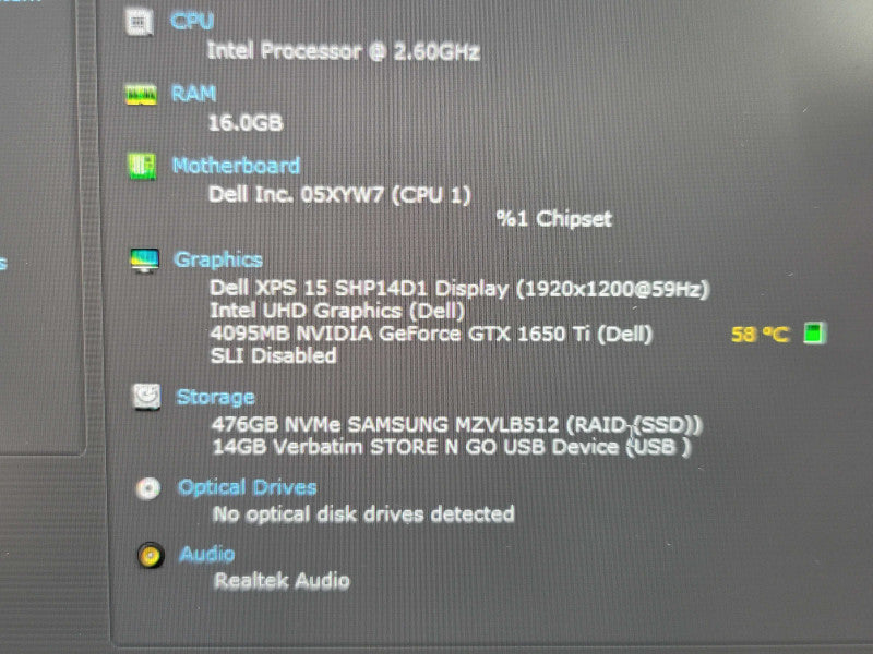 Dell XPS 15 9500| i7-10850H| 16GB DDR4| GTX 1650 Ti| 512GB SSD  β Lap200