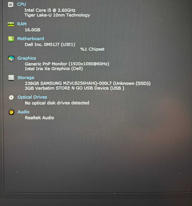 Dell Latitude 5420 i5-1145G7@2.6GHz 16GB DDR4 RAM 256GB SSD READ  Lap200