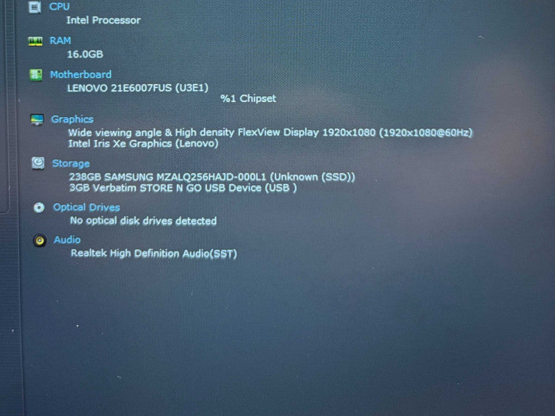 Lenovo E15 Gen 4 i5-1235U@1.3GHz 16GB DDR4 RAM 256GB SSD READ  Lap200