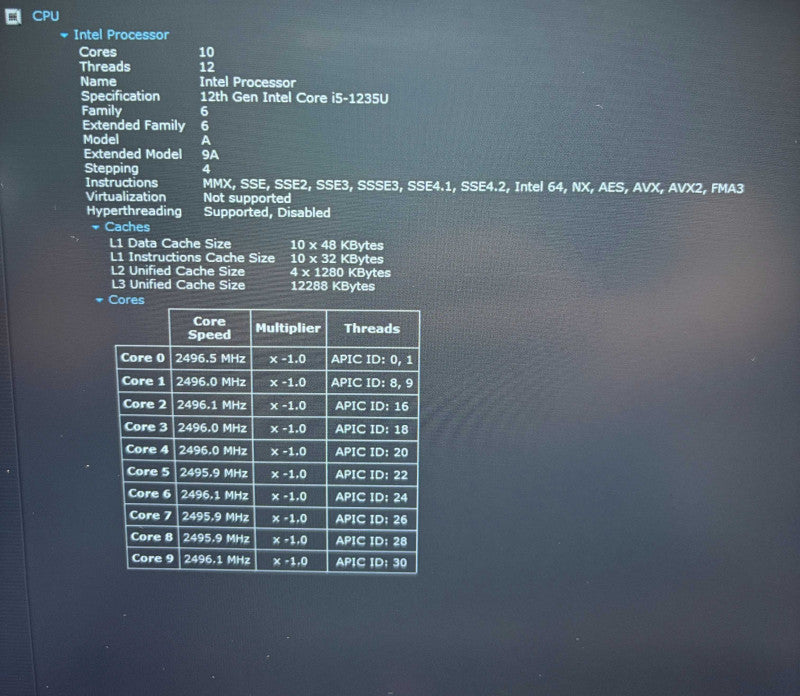 Lenovo E15 Gen 4 i5-1235U@1.3GHz 16GB DDR4 RAM 256GB SSD READ  Lap200