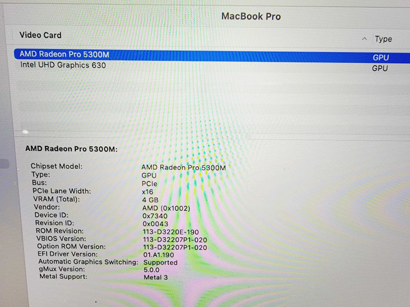 Apple Macbook Pro 2019 16" 6-Core i7-9750H @ 2.6GHz 16GB DDR4 500GB SSD 4GB GPU (