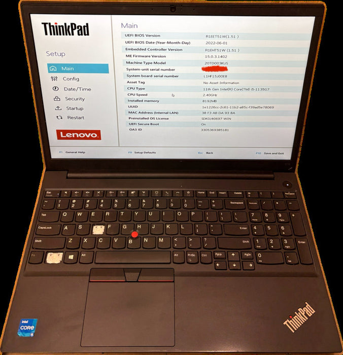 Lenovo ThinkPad E15 i5-1135G7 Missing Keys For Parts/Repair READ!  Lap200