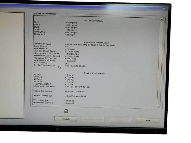 Dell OptiPlex 3070  i3-9100 3.6GHz 8GB RAM - No HDD