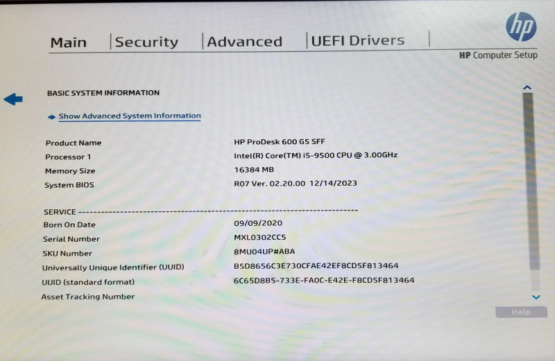 HP ProDesk 600 G5 SFF Desktop i5 - 9500 CPU @ 3.00GHz 16GB DDR4 Q