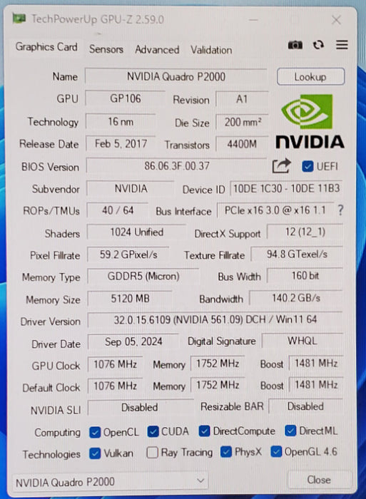 NVIDIA Quadro P2000 | 5GB GDDR5 Graphics Card | 4xDP