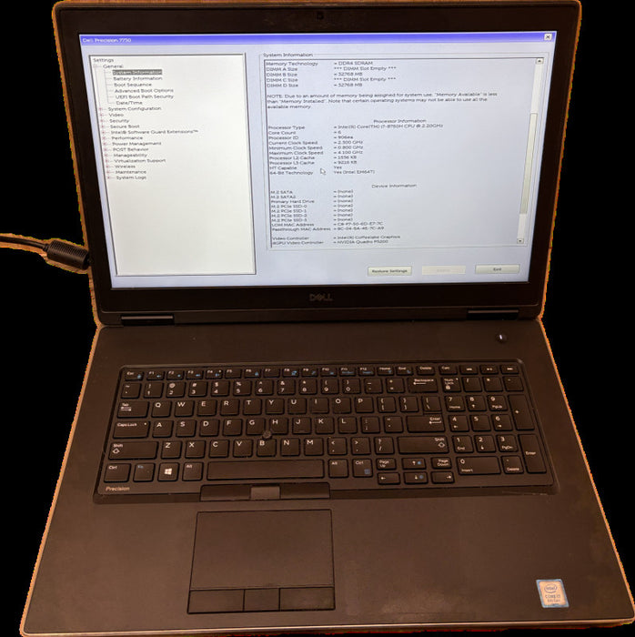 Dell Precision 7730 i7-8750H QUADRO P3200 No Battery For Parts/Repair READ! Q Lap200