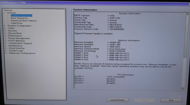 Dell Precision T1700, Xeon E3-1246 v3 @ 3.5GHz, 16GB RAM, NO HDD