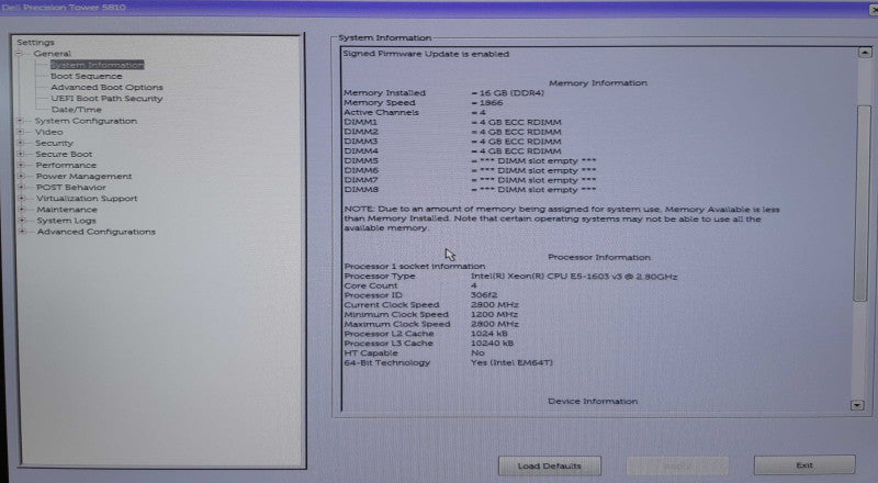 Dell Precision T5810, Xeon E5-1603 v3@2.8GHz, 16GB DDR4, No HDD, Nvidia NVS
