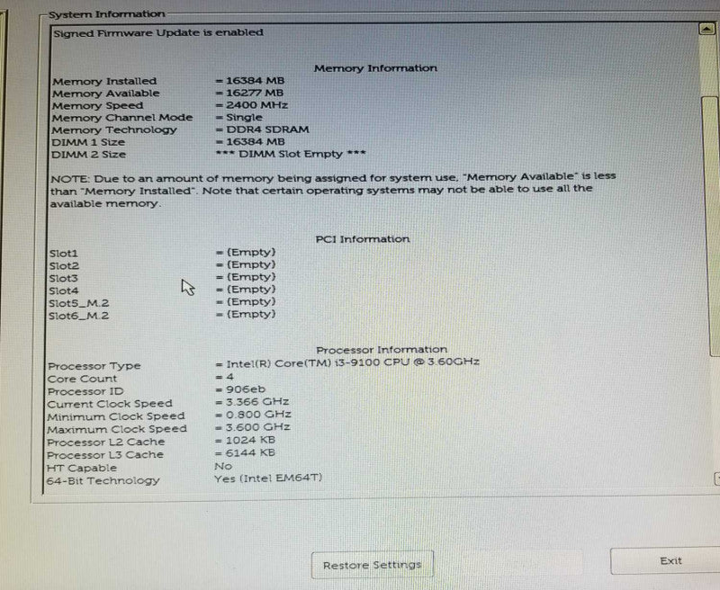Dell Optiplex 3070 Tower | i3- 9100 CPU @ 3.60GHz | 16GB DDR4 No HDD/SSD