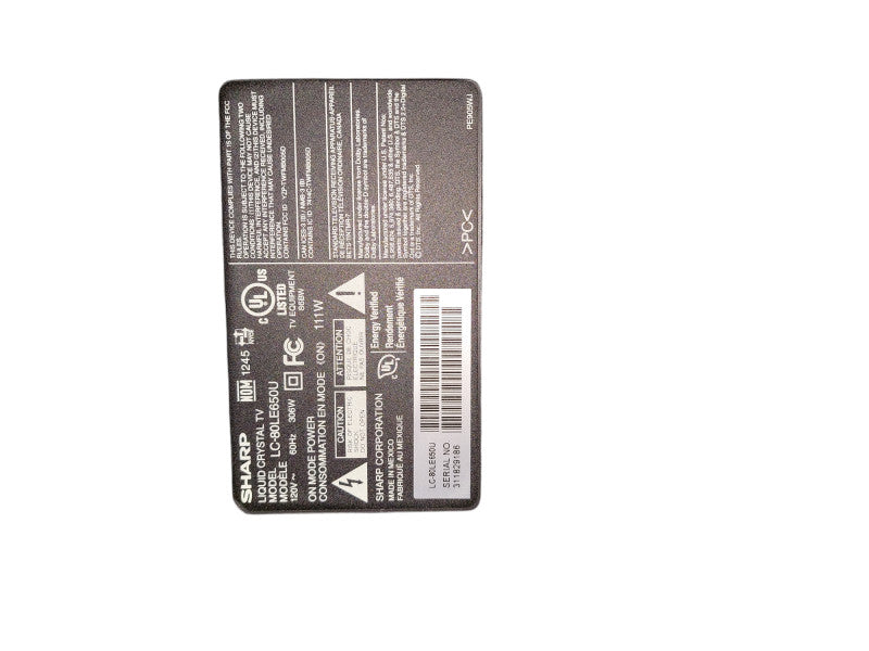 Sharp 80" LCD TV 1080P Model: LC-80LE650U =